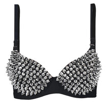 Sexy Women Fashion Spike Stud Rivet Bra Gold Silver Lingerie Punk Party Wear Clubwear push up Bra for women J4U66
