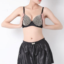 Sexy Women Fashion Spike Stud Rivet Bra Gold Silver Lingerie Punk Party Wear Clubwear push up Bra for women J4U66