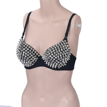 Sexy Women Fashion Spike Stud Rivet Bra Gold Silver Lingerie Punk Party Wear Clubwear push up Bra for women J4U66