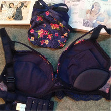 sexy women floral deep v bra brassiere push up underwire bra set underwear J4U66