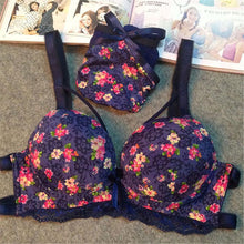 sexy women floral deep v bra brassiere push up underwire bra set underwear J4U66