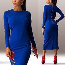 Sexy Women Flowers Elegant Print Long Sleeve Slim Bodycon Party Dresses Plus Big Size Evening Clubwear 5 Color J4U66