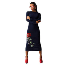 Sexy Women Flowers Elegant Print Long Sleeve Slim Bodycon Party Dresses Plus Big Size Evening Clubwear 5 Color J4U66