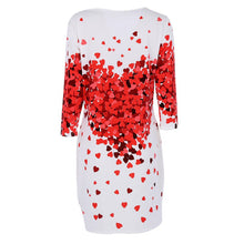 Sexy Women Half Sleeve Slim Heart Pattern Floral Print Bodycon Mini Party Dress J4U66
