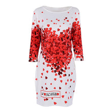 Sexy Women Half Sleeve Slim Heart Pattern Floral Print Bodycon Mini Party Dress J4U66
