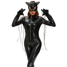 sexy women halloween themed outfits 3pcs sets costume bodycon black elfe jumpsuit long sleeve ghost clothing glove mask cosplay J4U66