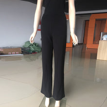 Sexy Women Halter Bodycon Elegant Playsuit Sleeveless Patchwork Black Jumpsuit Romper Trousers Clubwear J4U66