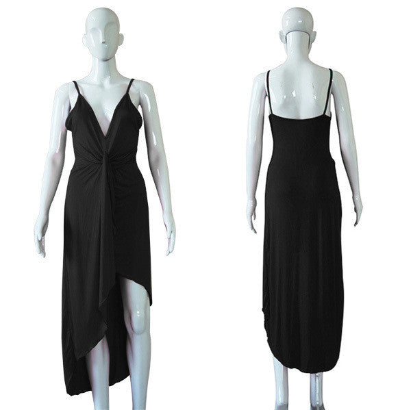 Sexy Women Halter Spaghetti Straps V-neck Dress Sleeveless Backless Dress Maxi Party Dresses J4U66