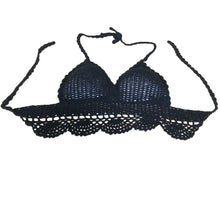 sexy women lace crochet crop top knitted bra halter boho beachwear bikini camisole camis bralette regata feminina black white J4U66