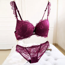 Sexy Women Lace Push Up Deep V Bra and Panty Set Underwire Bras Underwear Lingerie Outfits J4U66