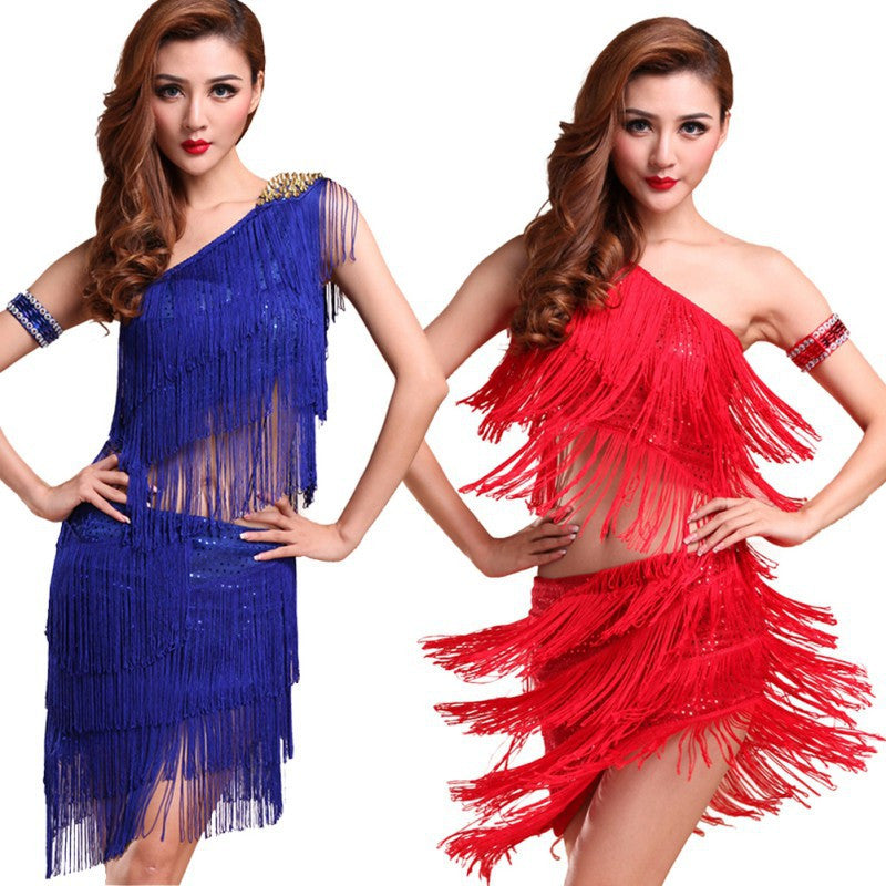 Sexy Women Latin Dance Skirts & Rhythm Salsa Cha Cha Tassels Tango Dress Top Ballroom Y46  J4U66
