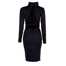 sexy women long sleeve backless dress bandage bodycon cocktail club party knee dresses J4U66