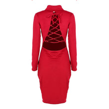 sexy women long sleeve backless dress bandage bodycon cocktail club party knee dresses J4U66