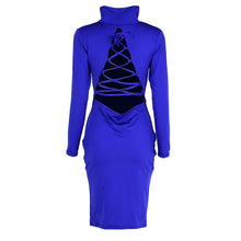 sexy women long sleeve backless dress bandage bodycon cocktail club party knee dresses J4U66