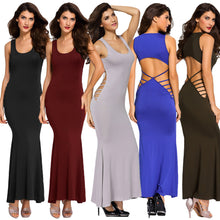 sexy women maxi dress club wear hollow out backless sleeveless bodycon solid evening party clubwear vest long dress vestidos J4U66
