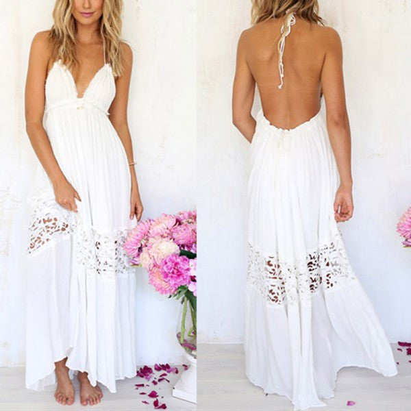 Sexy Women Maxi Long Lace Beach Backless Ball Gown Dress  J4U66