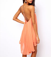 sexy women mini dress backless sling strap back chiffon clubwear dress pink choose J4U66