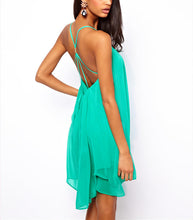 sexy women mini dress backless sling strap back chiffon clubwear dress pink choose J4U66