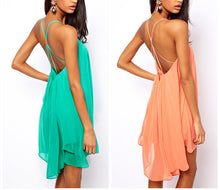 sexy women mini dress backless sling strap back chiffon clubwear dress pink choose J4U66