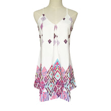 sexy women mini dress european style print spaghetti strap v neck sleeveless woman beach dress vestidos curtos white J4U66