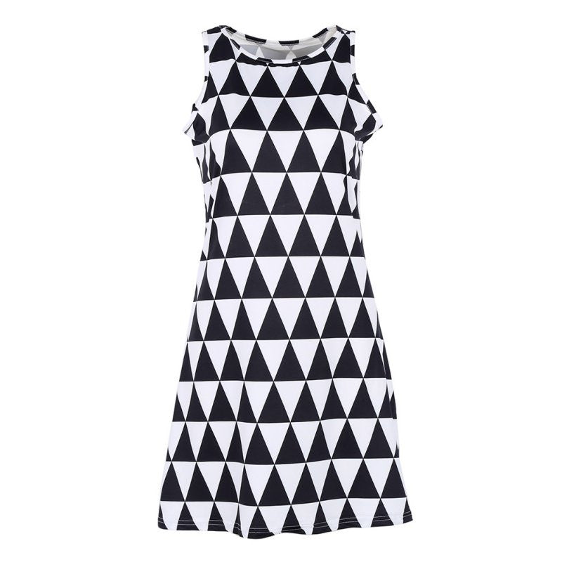 Sexy Women Sleeveless Crew Neck A-Line Party Off-Shoulder Dress J4U66