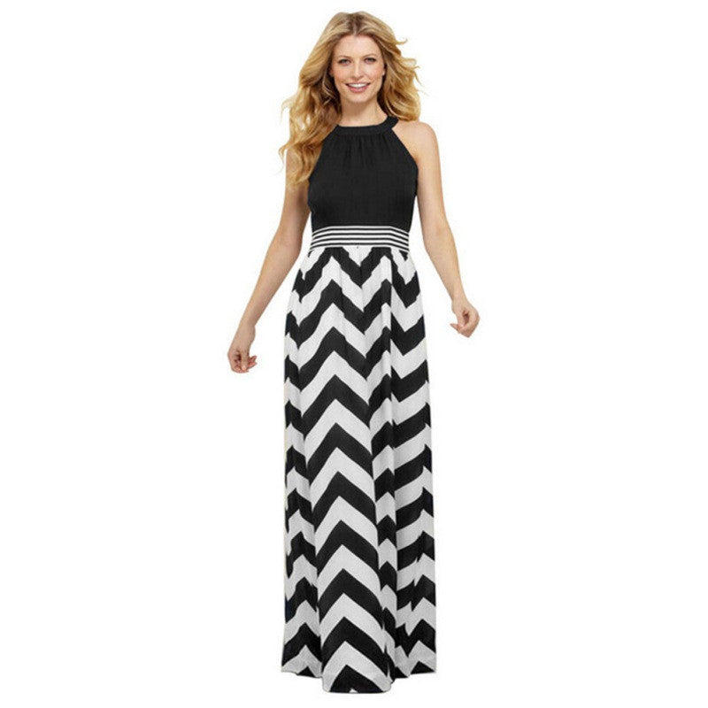 Sexy Striped Long Maxi Dress Ladies Boho Beach Elegant Sundress Dresses LE3 J4U66