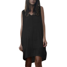 Sexy Women Boho Style Short Mini Evening Party Dress Beach Loose Dresses Chiffon Dress Black/White/Khaki J4U66