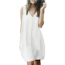 Sexy Women Boho Style Short Mini Evening Party Dress Beach Loose Dresses Chiffon Dress Black/White/Khaki J4U66