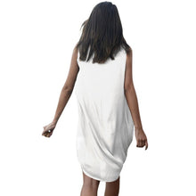 Sexy Women Boho Style Short Mini Evening Party Dress Beach Loose Dresses Chiffon Dress Black/White/Khaki J4U66