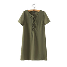 sexy women dress tie up criss solid o neck short sleeves casual dress bandage mini party dress vestidos J4U66