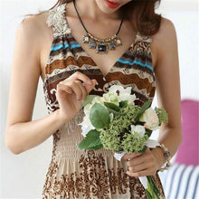 sexy women floral v neck bodycon beach dress boho bohemia maxi long dresses J4U66