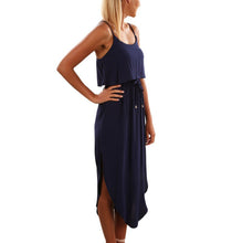 sexy women halter strap long dress casual bohemian irregular beach maxi dresses J4U66