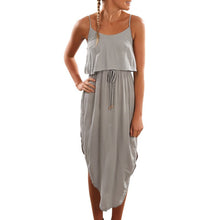 sexy women halter strap long dress casual bohemian irregular beach maxi dresses J4U66