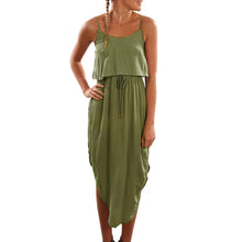 sexy women halter strap long dress casual bohemian irregular beach maxi dresses J4U66