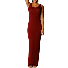 Sexy Women Sleeveless Bodycon Dress Scoop Neck Bandage Party Long Maxi Dresses  J4U66