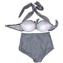 Sexy Women Tankinis Set Retro High Waist Push Up Padded Bandeau Swimsuit Swimwear LE4 J4U66