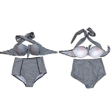 Sexy Women Tankinis Set Retro High Waist Push Up Padded Bandeau Swimsuit Swimwear LE4 J4U66