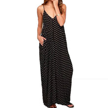 Sexy Women V Neck Polka Dot Beach Long Dress Loose Party Club Maxi Dresses Vestidos J4U66