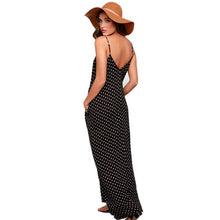 Sexy Women V Neck Polka Dot Beach Long Dress Loose Party Club Maxi Dresses Vestidos J4U66