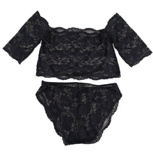 Sexy Women's Black Thin Lace Bra Tops + Panty Underwear Sets Breathable Hollow Out Crop Tops J4U66