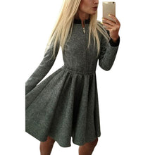 sexy womens body con long sleeve short mini dresses zipper pleated casual dress J4U66