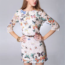 Sexy Women's Crewneck Floral Butterfly Lace Causal Short Mini Party Dress J4U66