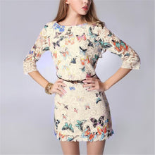 Sexy Women's Crewneck Floral Butterfly Lace Causal Short Mini Party Dress J4U66
