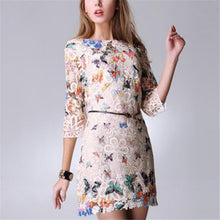 Sexy Women's Crewneck Floral Butterfly Lace Causal Short Mini Party Dress J4U66
