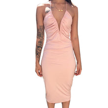 Sexy Women's Deep V-Neck Bodycon Dress Party Back Cross Bandage Dresses J4U66