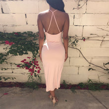Sexy Women's Deep V-Neck Bodycon Dress Party Back Cross Bandage Dresses J4U66