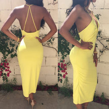 Sexy Women's Deep V-Neck Bodycon Dress Party Back Cross Bandage Dresses J4U66