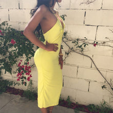 Sexy Women's Deep V-Neck Bodycon Dress Party Back Cross Bandage Dresses J4U66