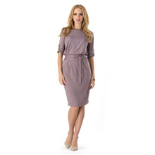 Sexy Women's Elegant Wear to Work Party Dress Round Neck Straight Formal Club Dresses With Belt J4U66