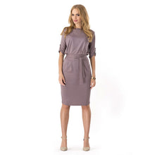 Sexy Women's Elegant Wear to Work Party Dress Round Neck Straight Formal Club Dresses With Belt J4U66